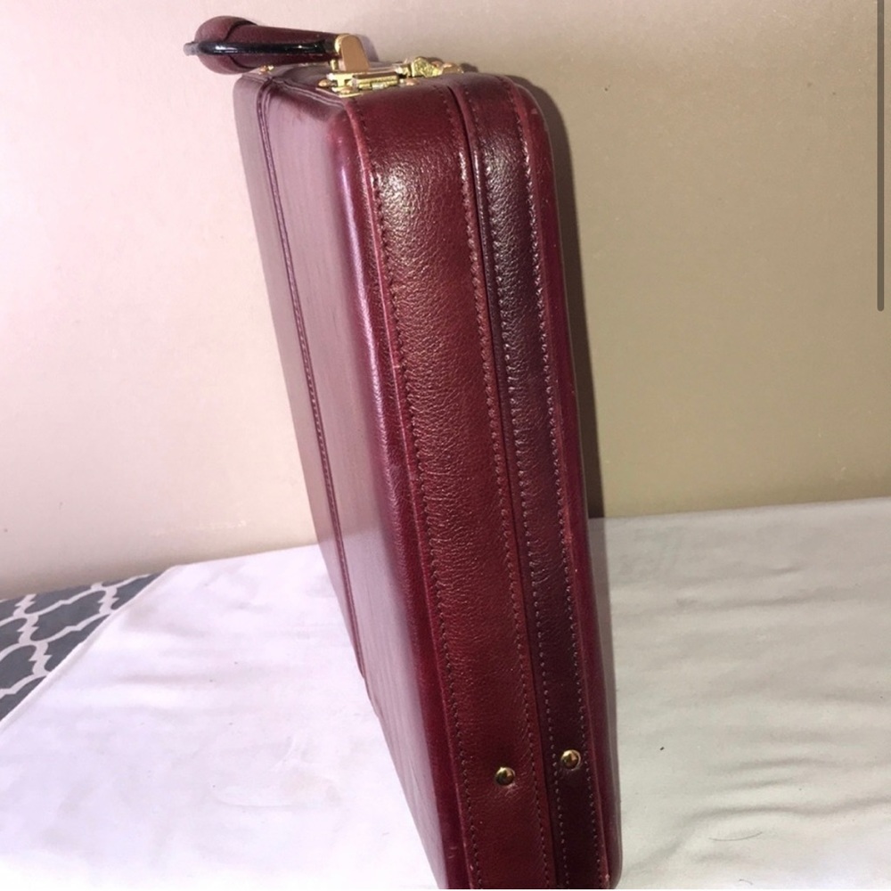 Vtg 70s Leather Lockable Briefcase Mark Phillips Gem